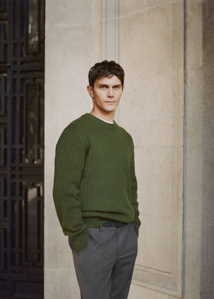 Ribbed wool-blend sweater — Green
