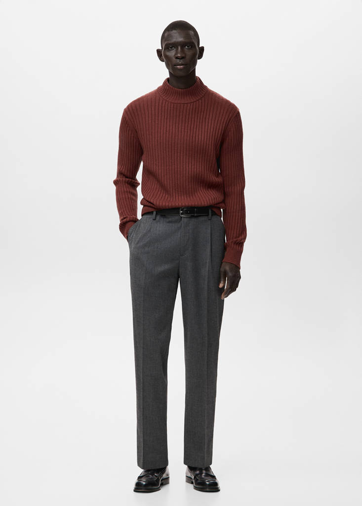Wool-blend rib-knit sweater — Cherry
