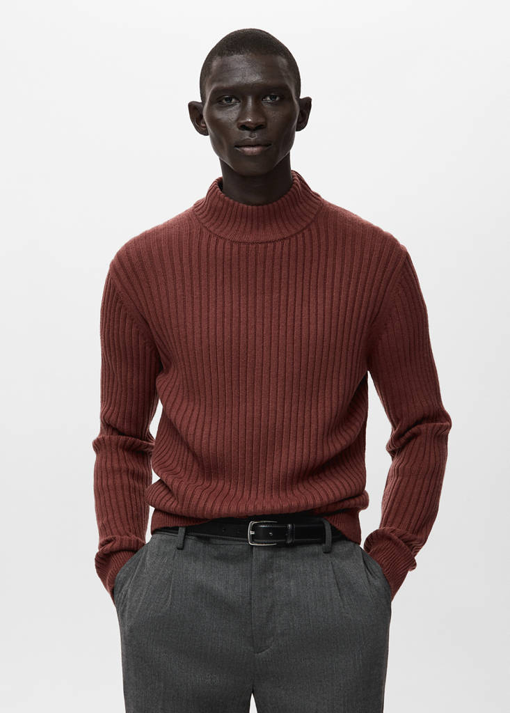 Wool-blend rib-knit sweater — Cherry