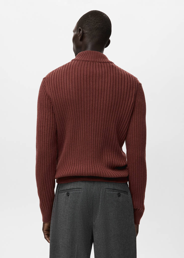 Wool-blend rib-knit sweater — Cherry