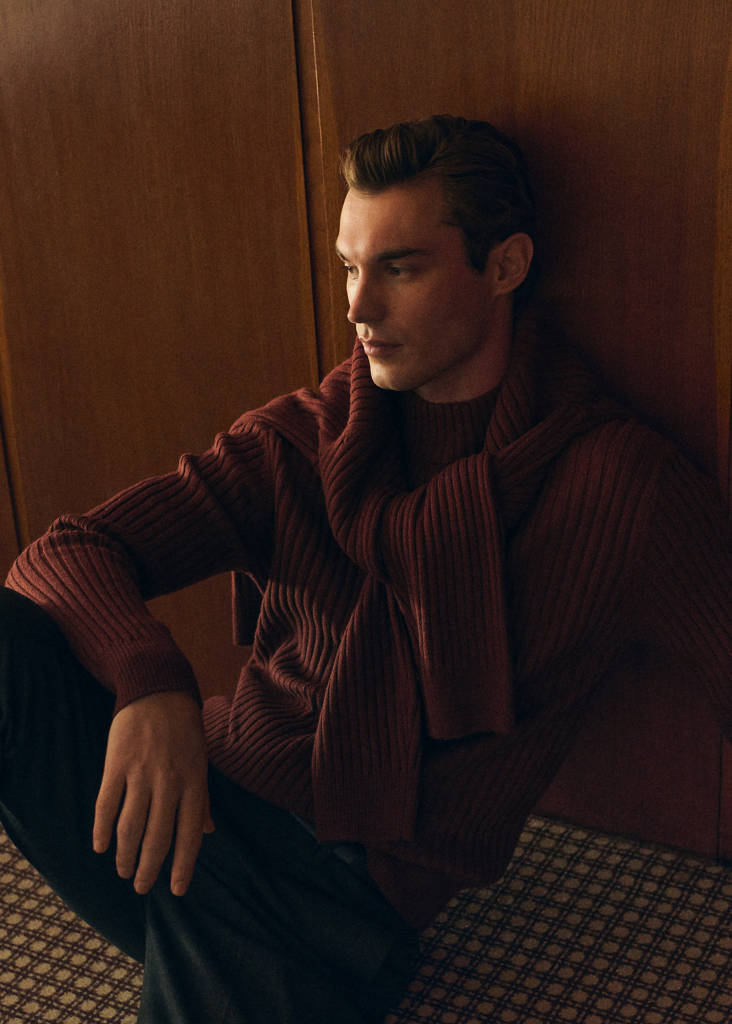 Wool-blend rib-knit sweater — Cherry