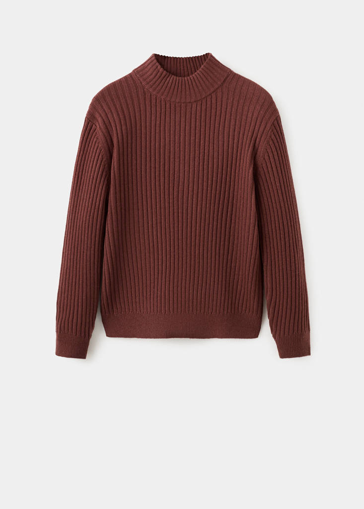 Wool-blend rib-knit sweater — Cherry