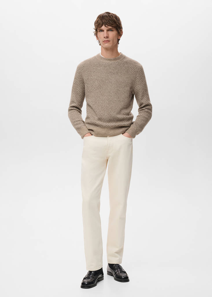 Knit striped sweater — Beige