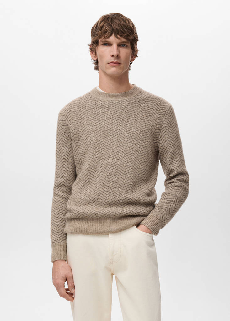 Knit striped sweater — Beige