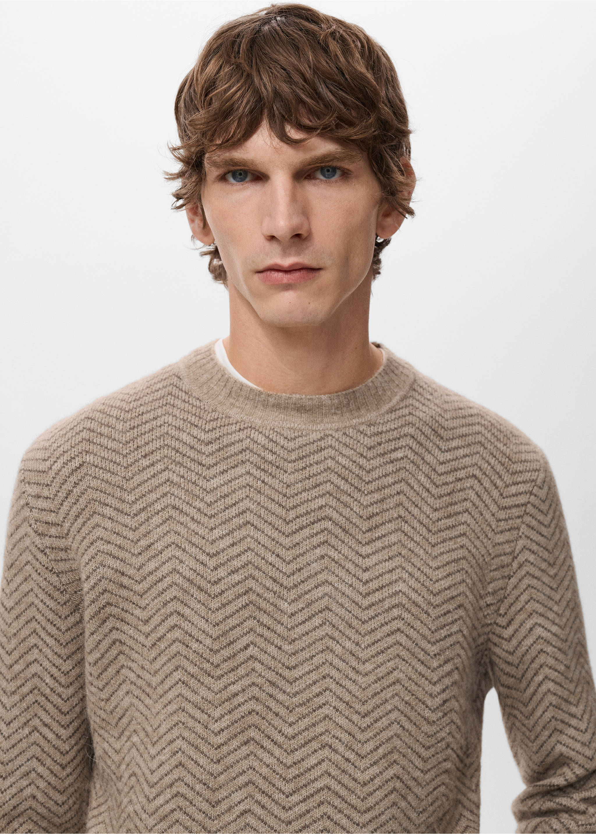 Knit striped sweater - Details of the article 1, Beige. Ref: 27021258-00.