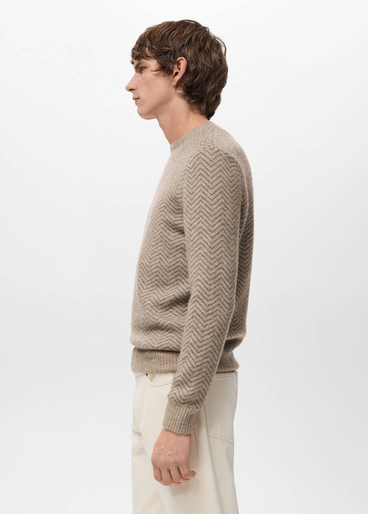 Knit striped sweater — Beige