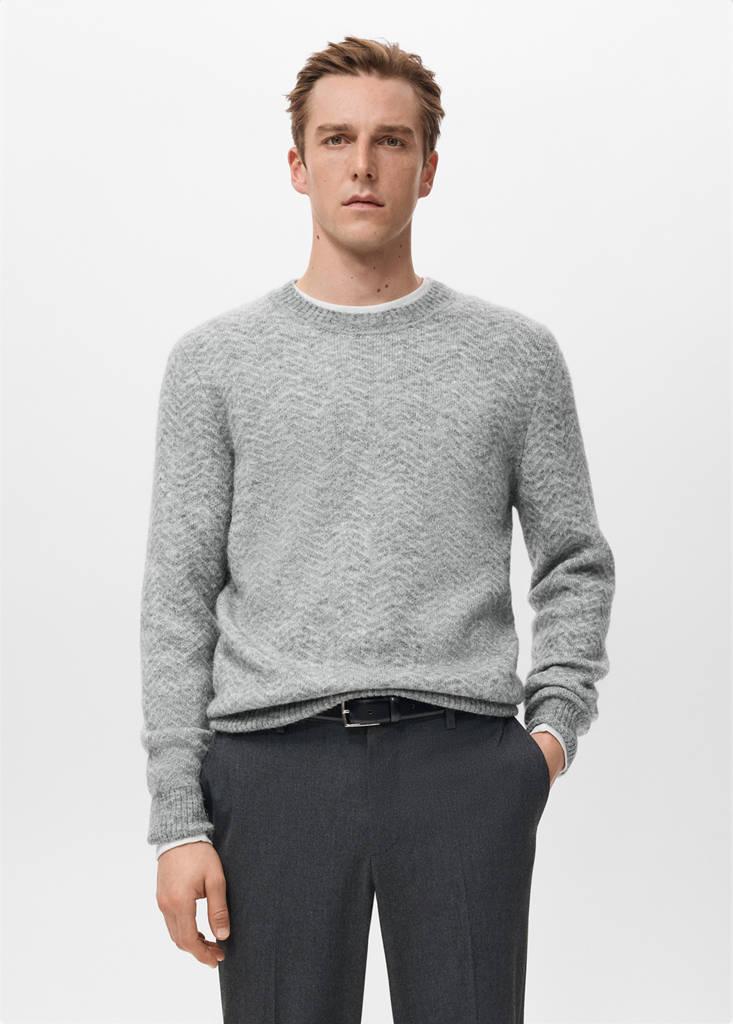 Knit striped sweater — Grey