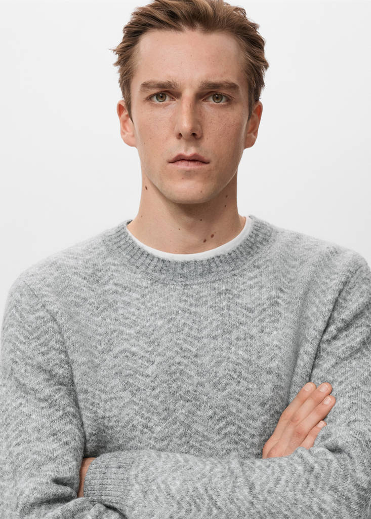 Knit striped sweater — Grey