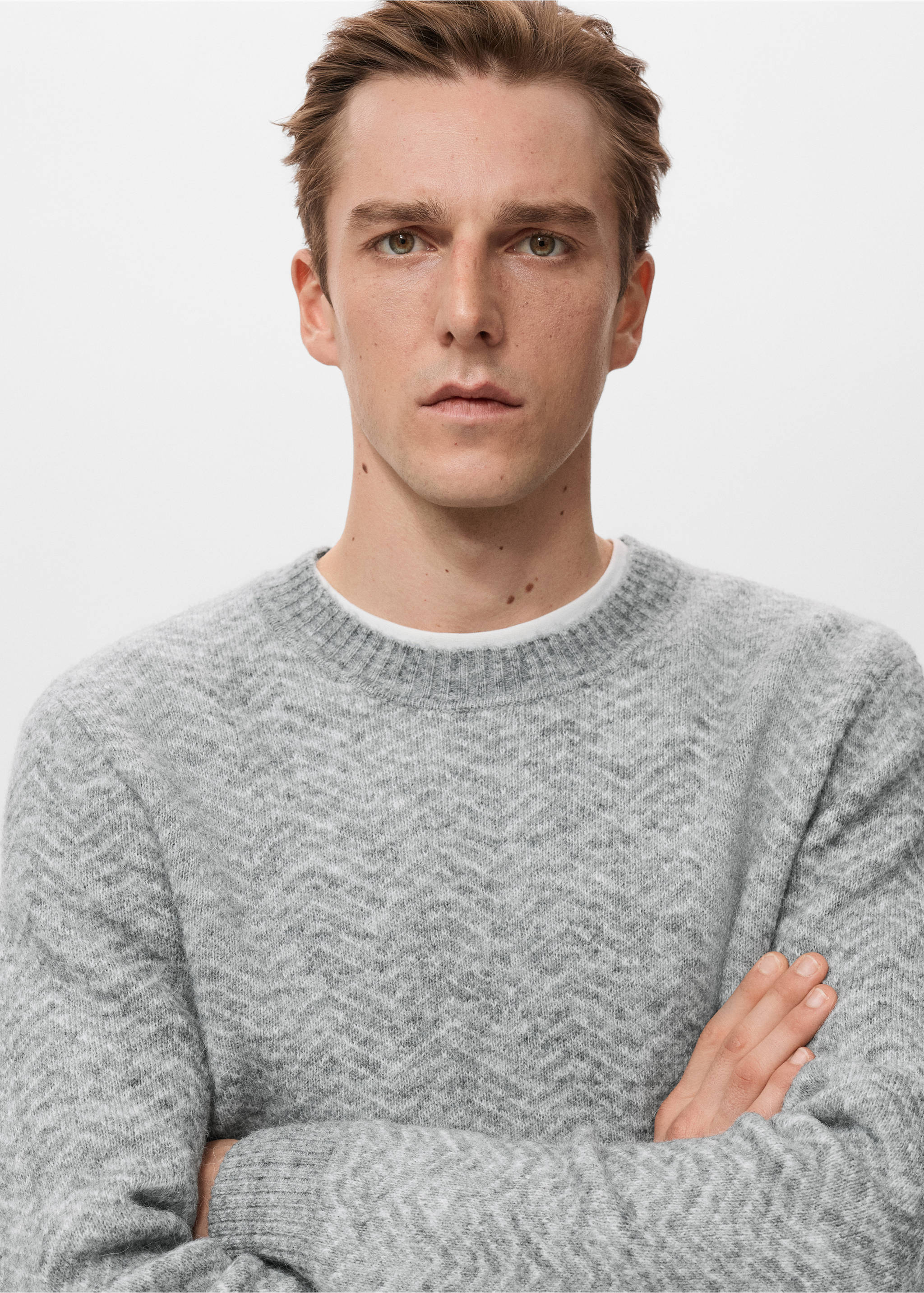 Knit striped sweater - Details of the article 1, Grey. Ref: 27021258-00.