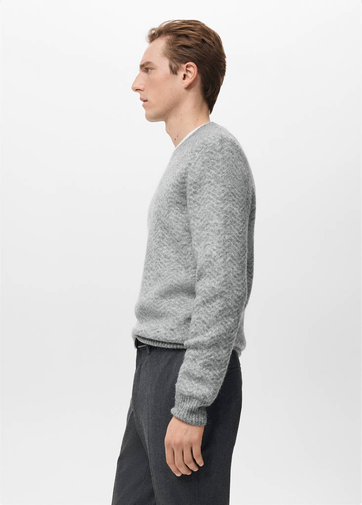 Knit striped sweater — Grey