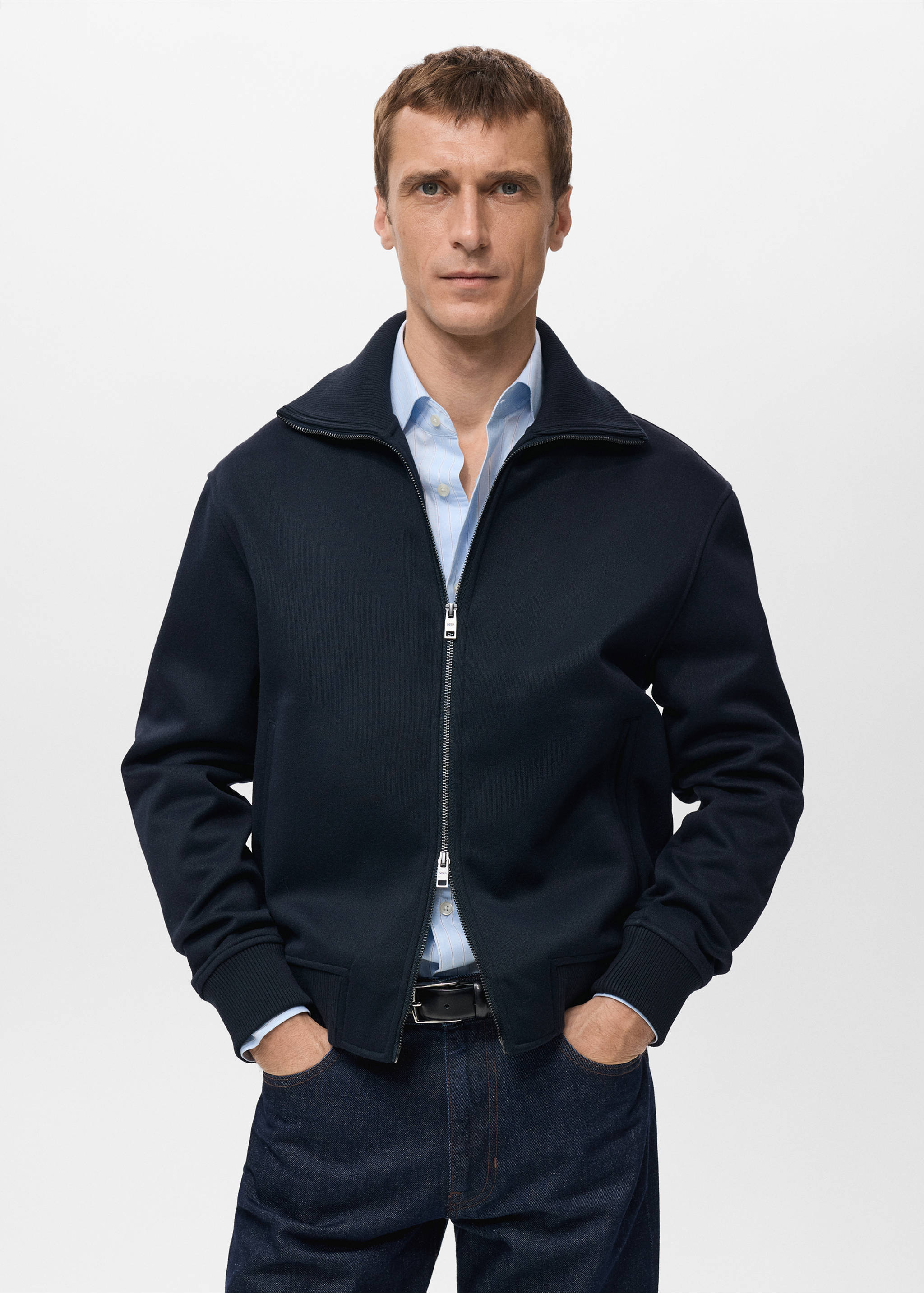 Sudadera cremallera - Plano medio, Azul marino. Ref: 27021261-00.