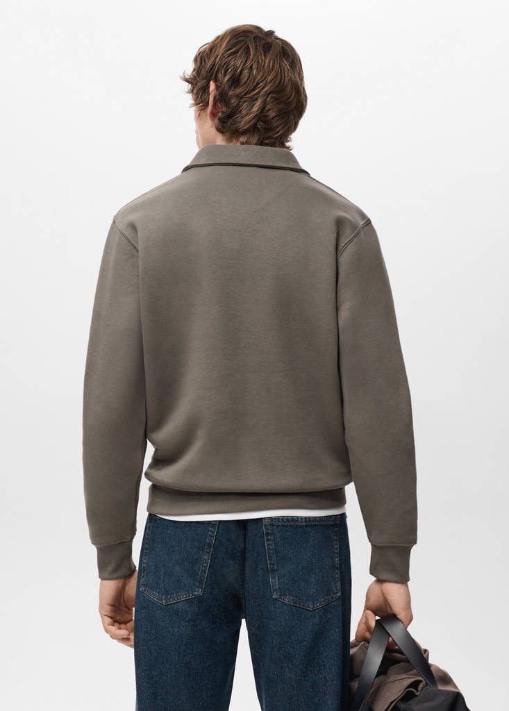 Regular-fit polo sweatshirt — Medium Brown