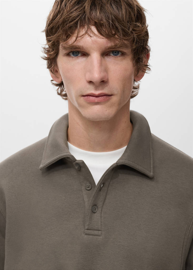 Regular-fit polo sweatshirt — Medium Brown