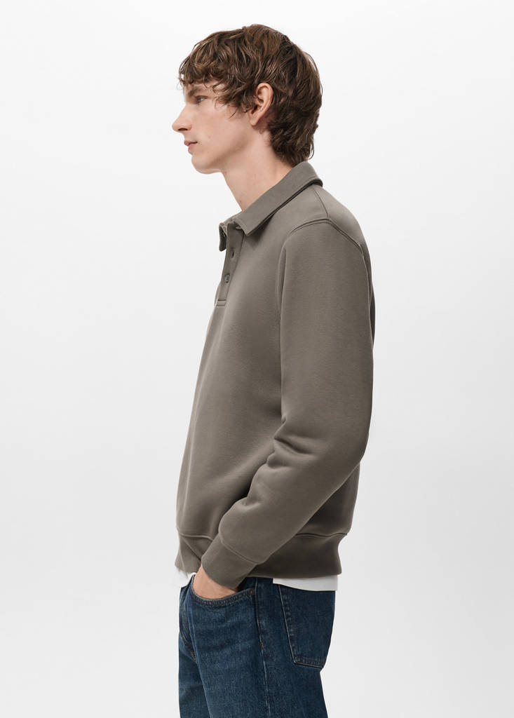 Regular-fit polo sweatshirt — Medium Brown