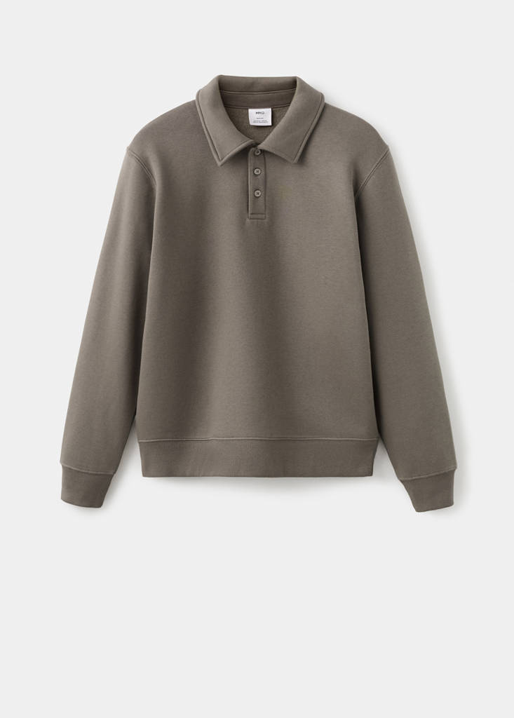 Regular-fit polo sweatshirt — Medium Brown