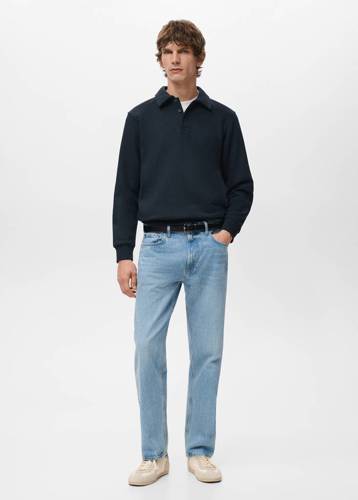 Regular-fit polo sweatshirt — Navy