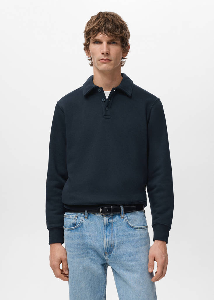 Regular-fit polo sweatshirt — Navy