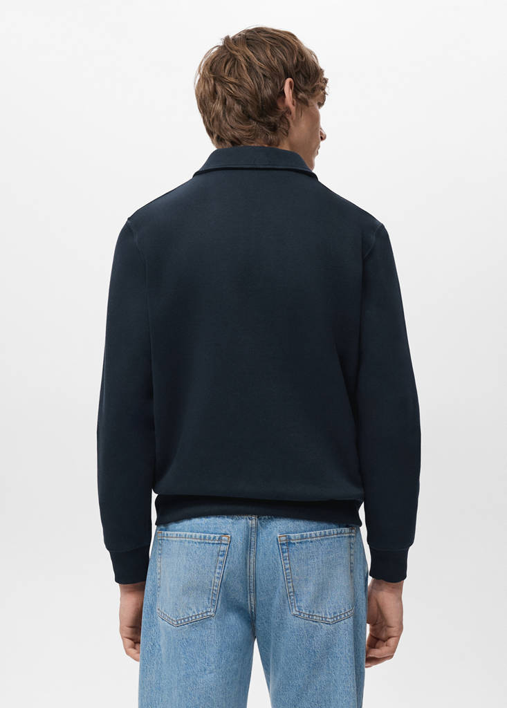 Regular-fit polo sweatshirt — Navy