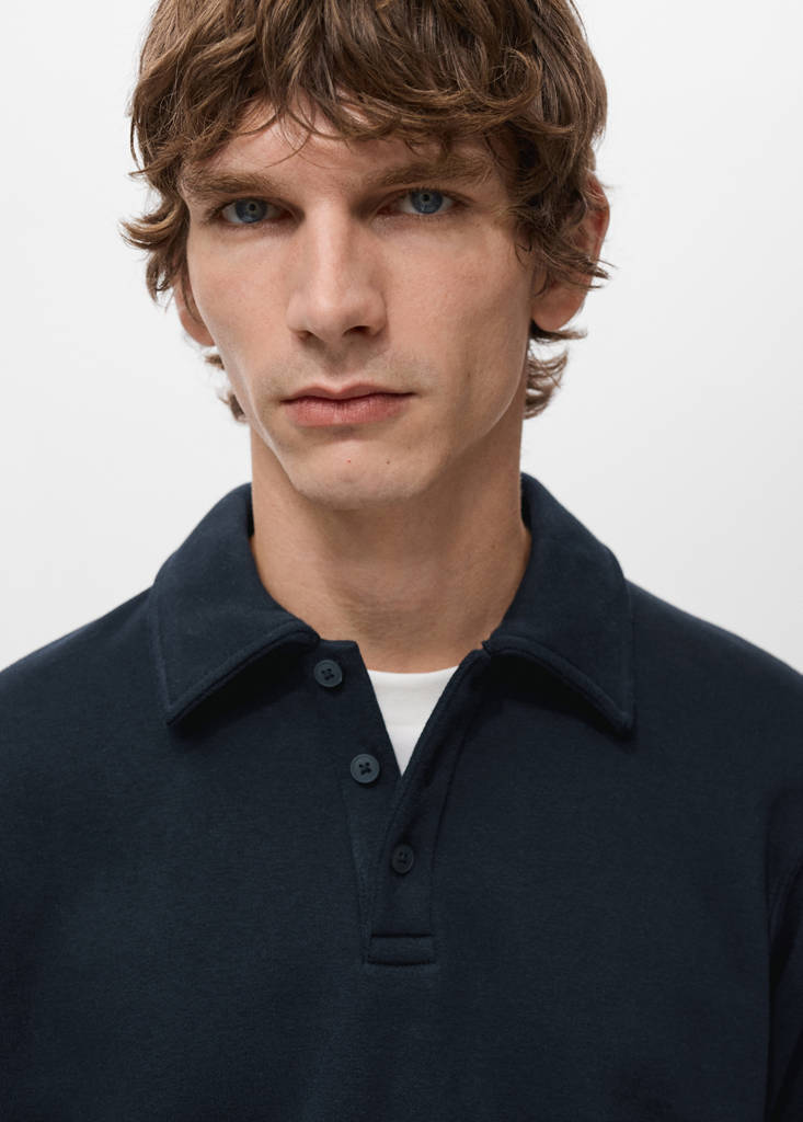 Regular-fit polo sweatshirt — Navy