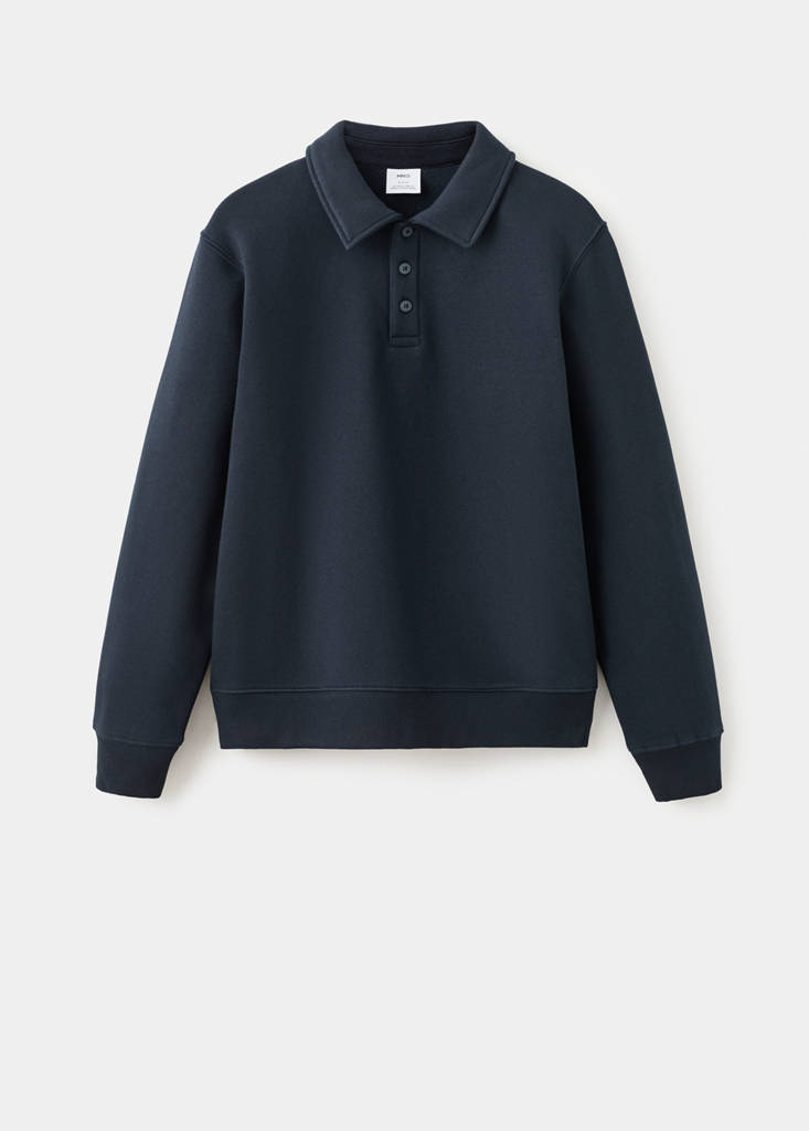 Regular-fit polo sweatshirt — Navy