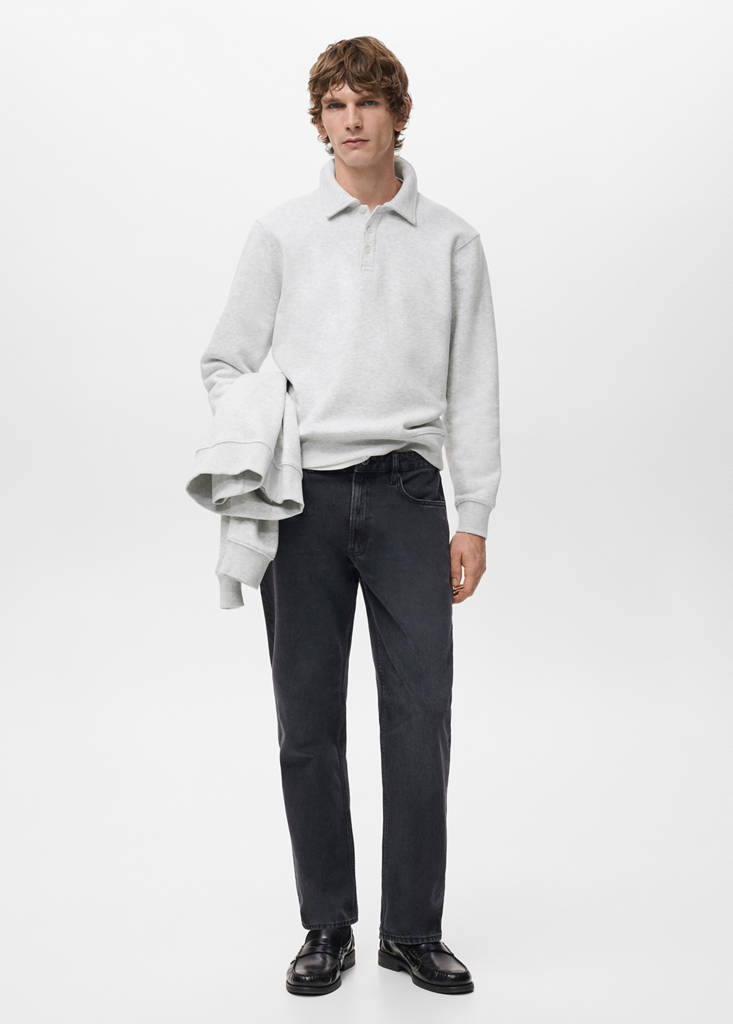 Regular-fit polo sweatshirt — Light Heather Grey