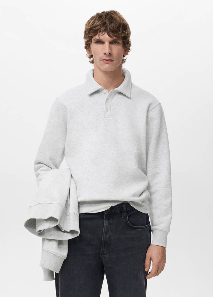 Regular-fit polo sweatshirt — Light Heather Grey