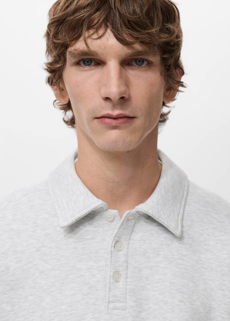 Regular-fit polo sweatshirt — Light Heather Grey