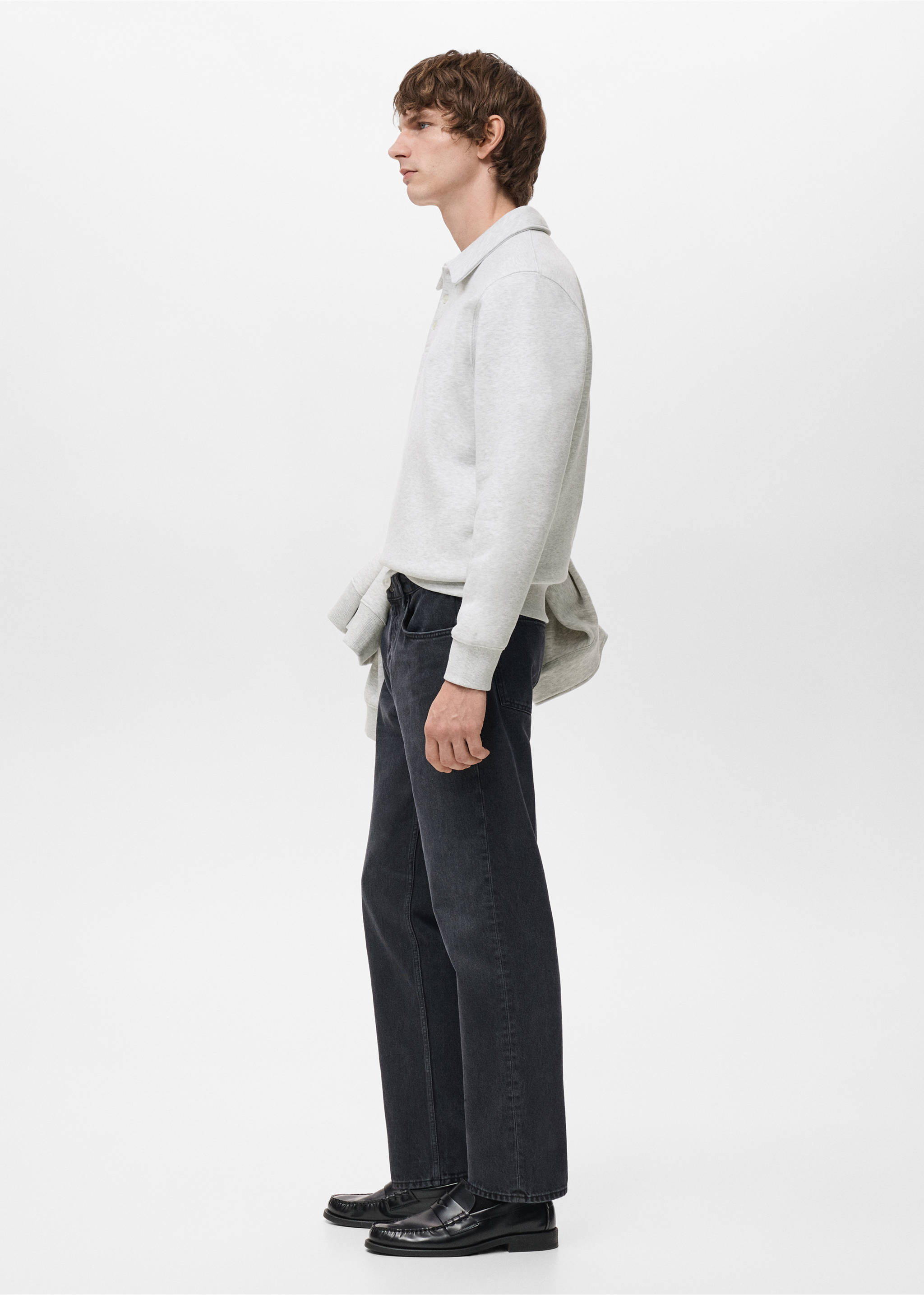 Толстовка поло regular fit - Деталь изделия 2, Меланжевый светло-серый. Ref: 27021262-00.