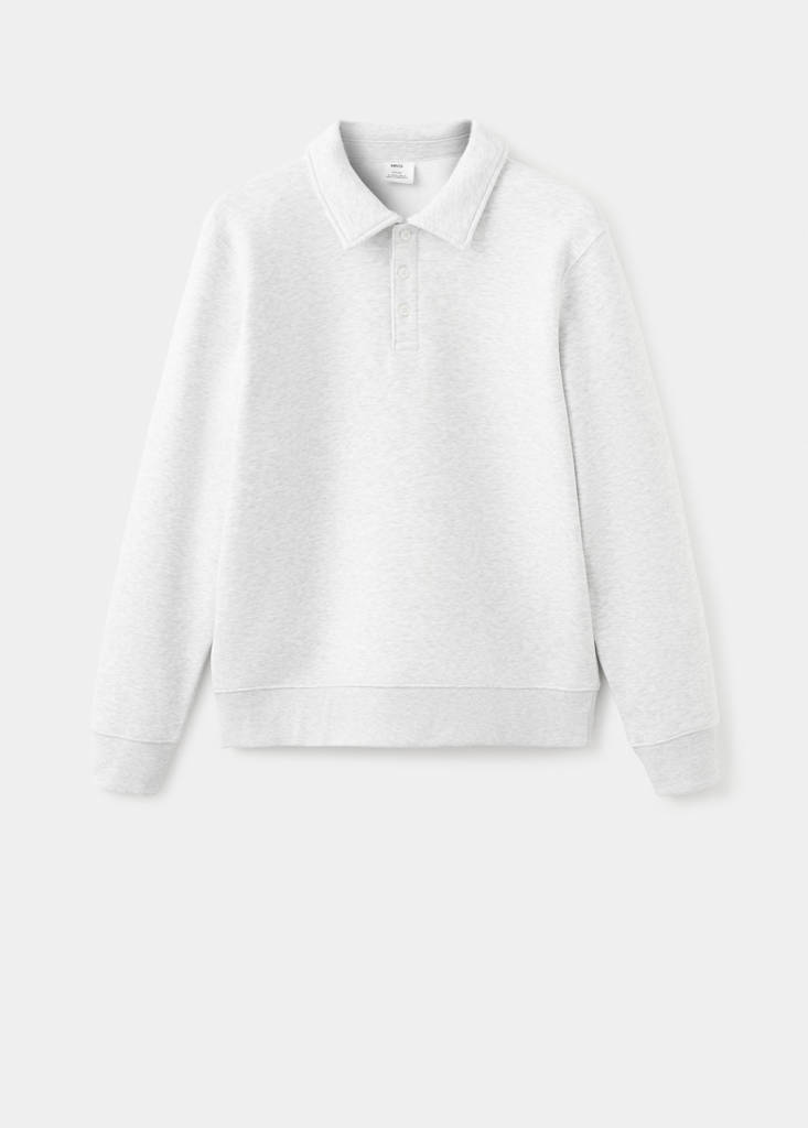 Regular-fit polo sweatshirt — Light Heather Grey