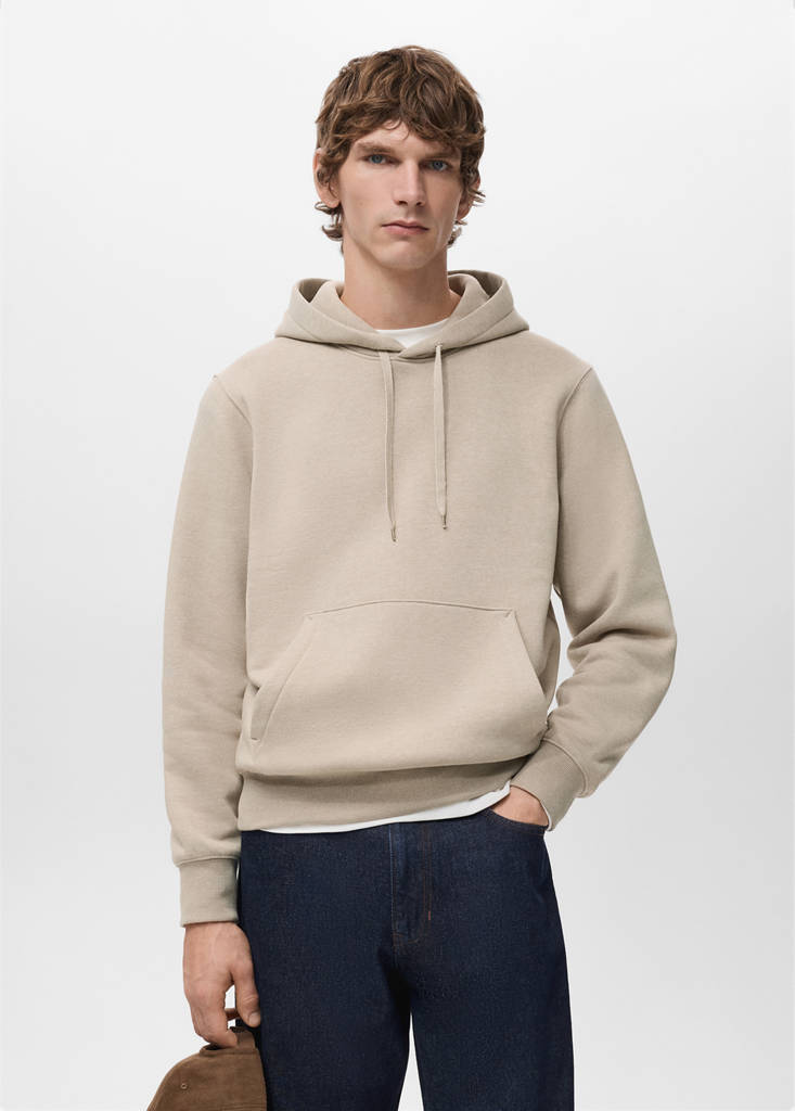 Hoodie with soft-touch interior — Sand