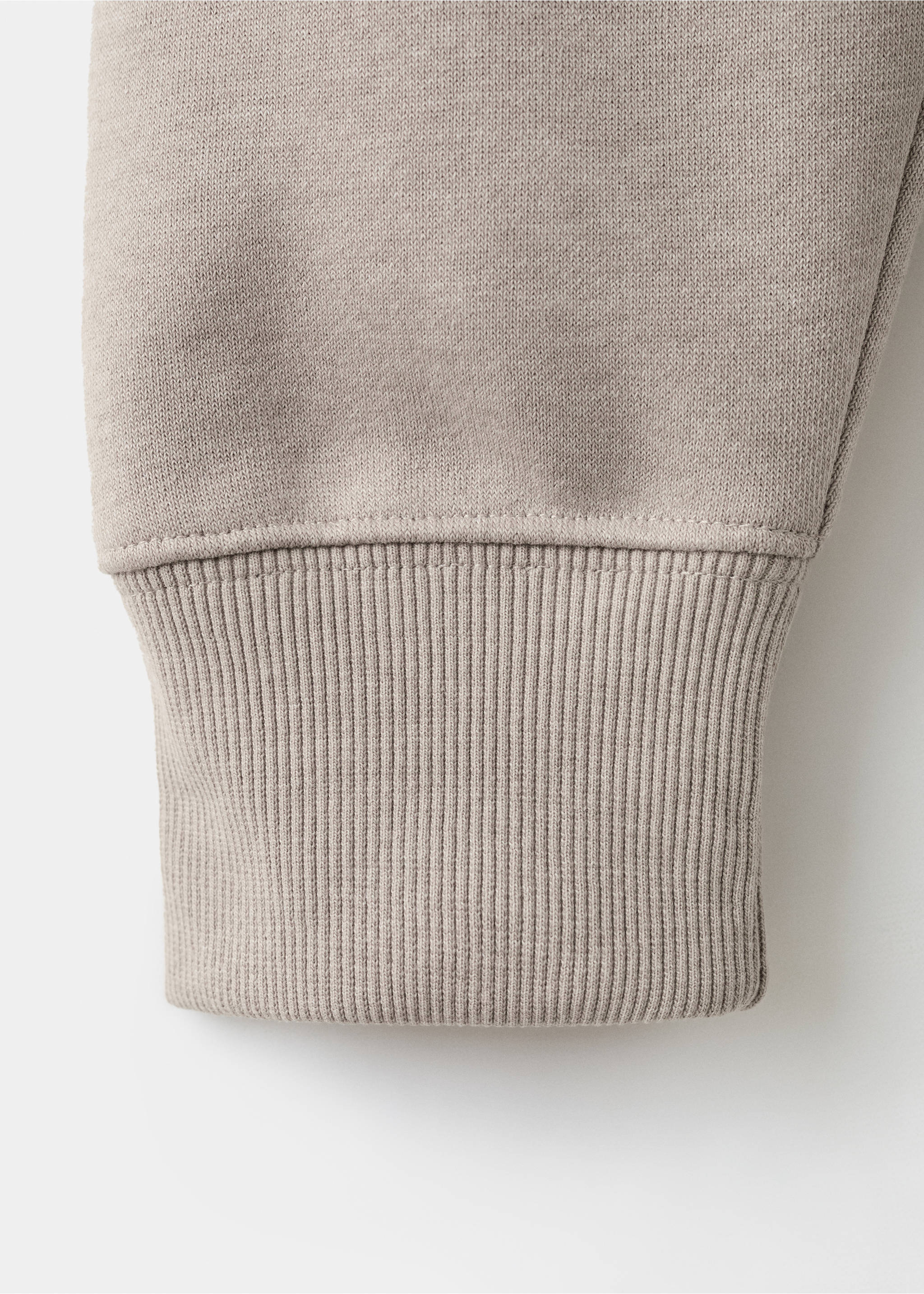 Zip-neck sweatshirt with a soft-touch interior - Details of the article 0, Sand. Ref: 27021265-00.