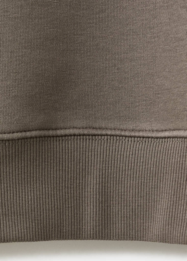 Zip-neck sweatshirt with a soft-touch interior — Medium Brown