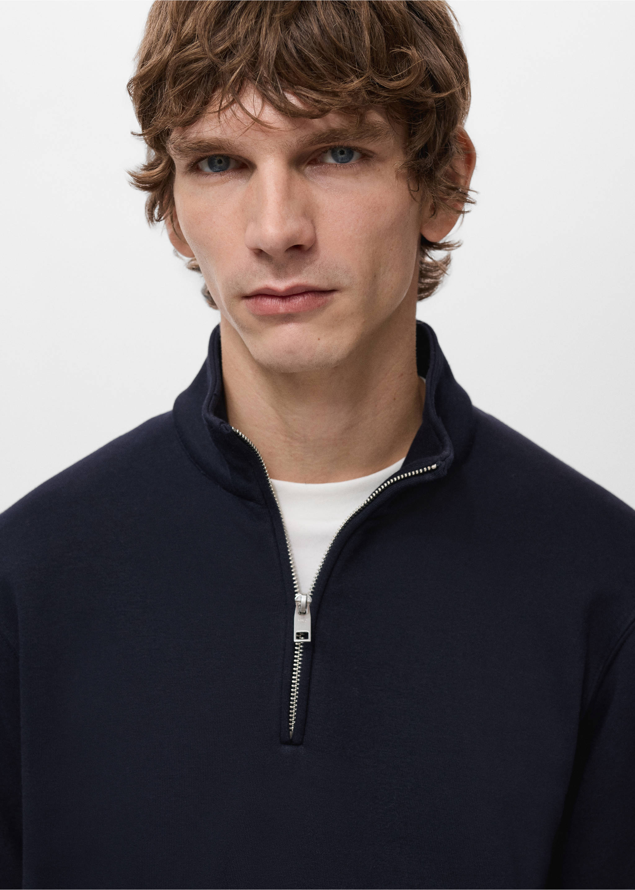 Sweatshirt com fecho de correr e interior soft-touch - Pormenor do artigo 1, Azul-marinho. Ref: 27021265-00.