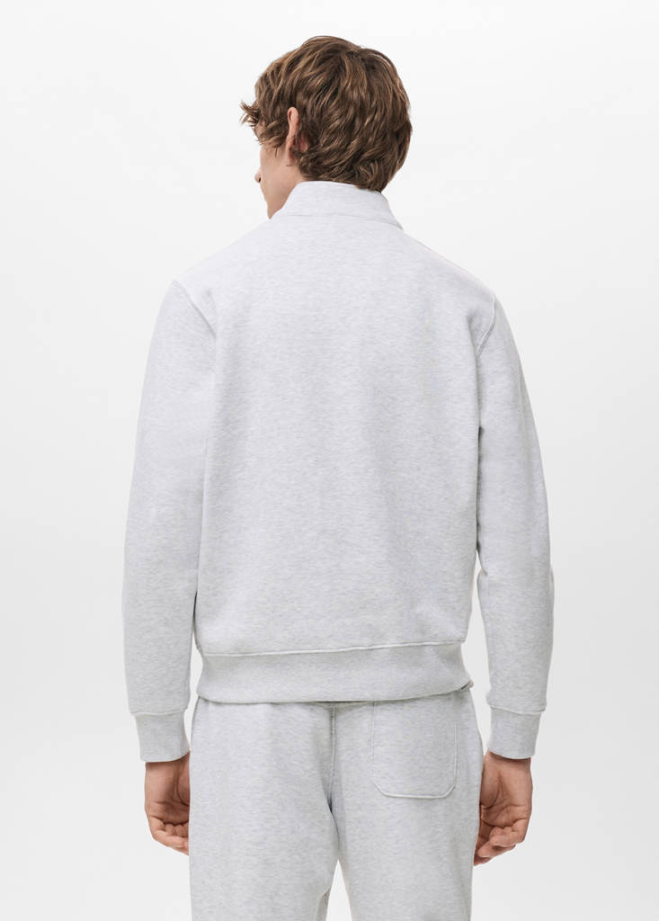 Zip-neck sweatshirt with a soft-touch interior — Light Heather Grey
