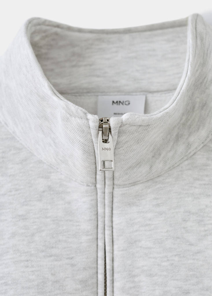 Zip-neck sweatshirt with a soft-touch interior — Light Heather Grey