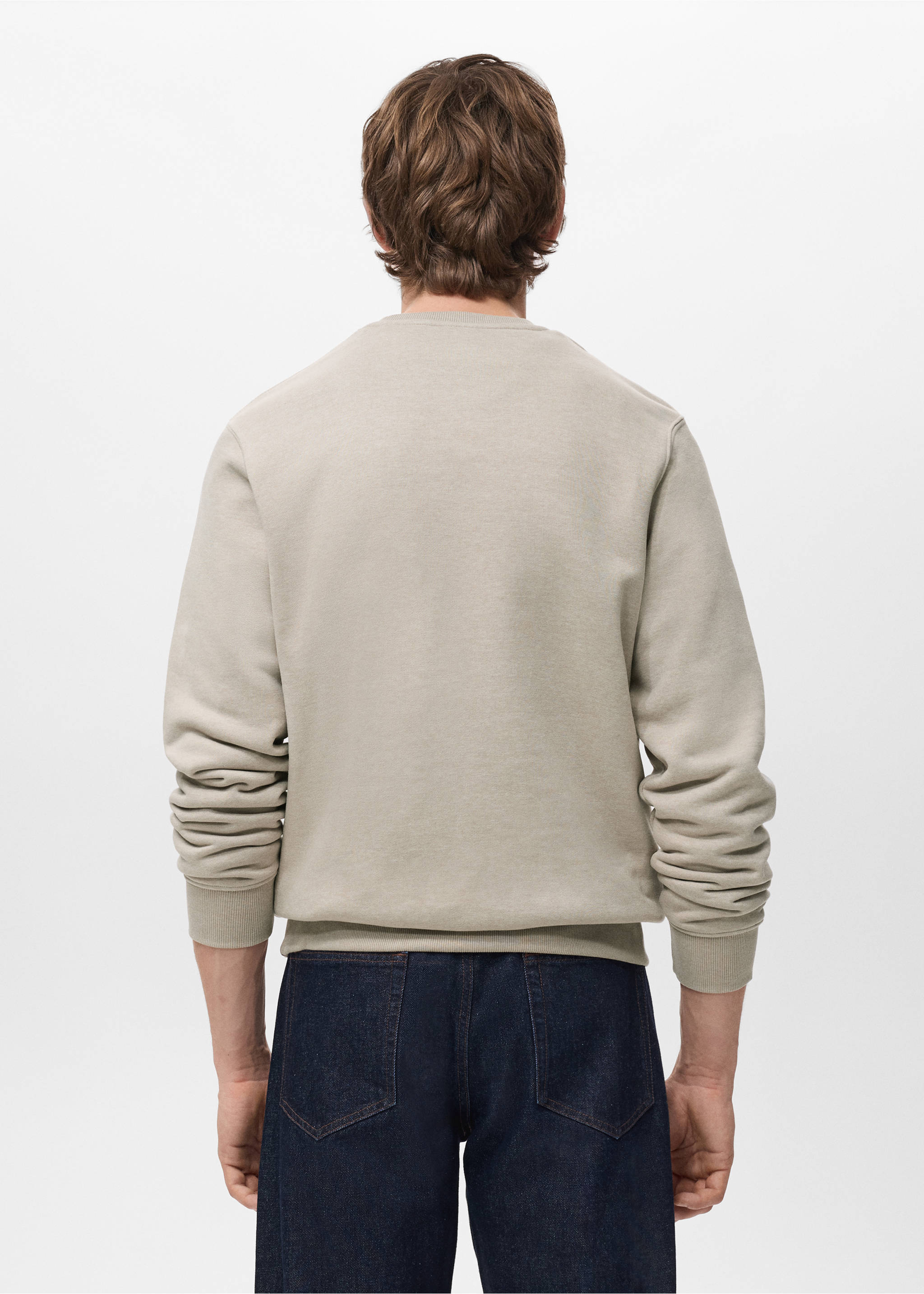 Cotton sweatshirt with soft-touch lining - Reverse of the article, Sand. Ref: 27021266-00.