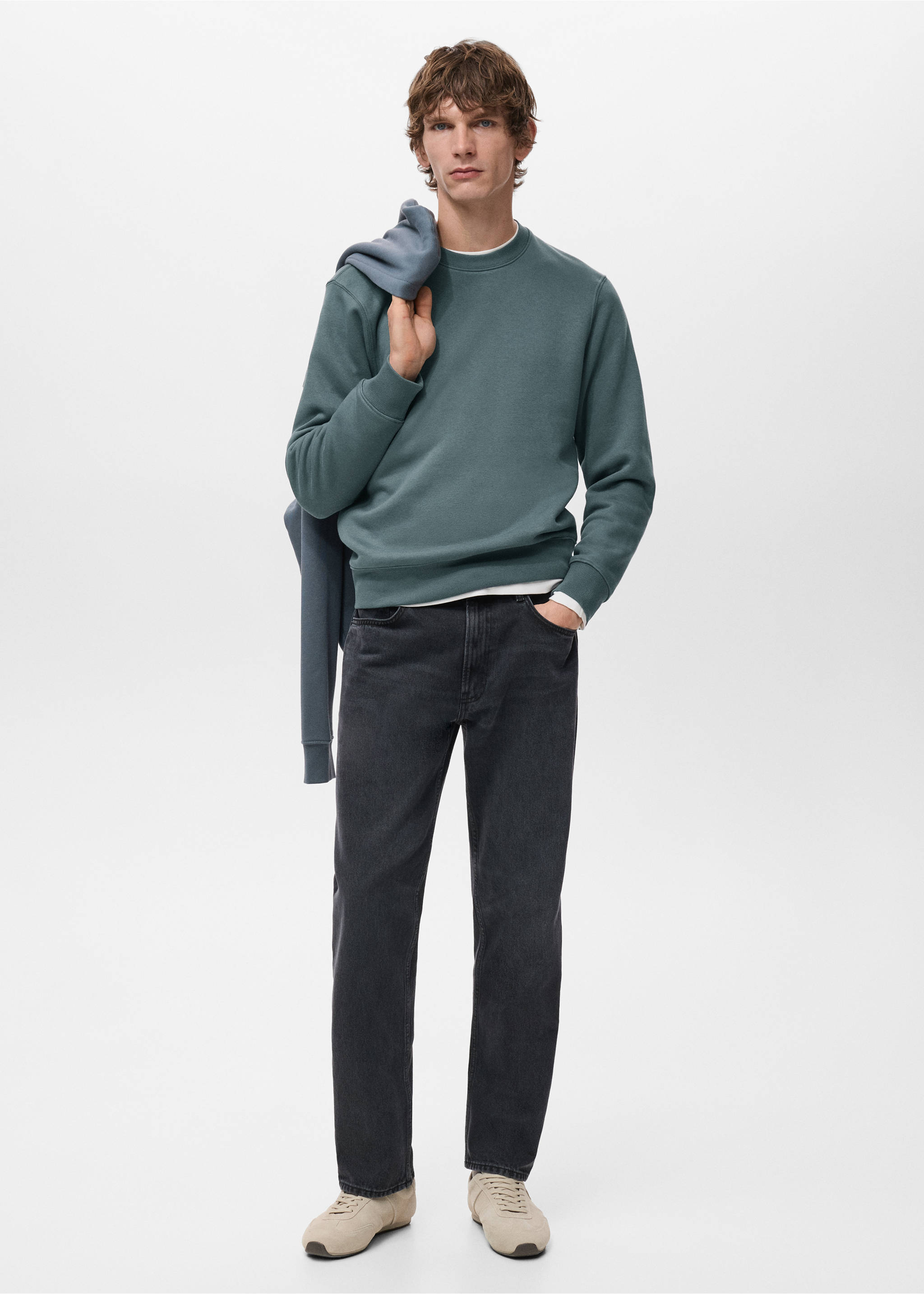 Cotton sweatshirt with soft-touch lining - General plane, Prussian Blue. Ref: 27021266-00.