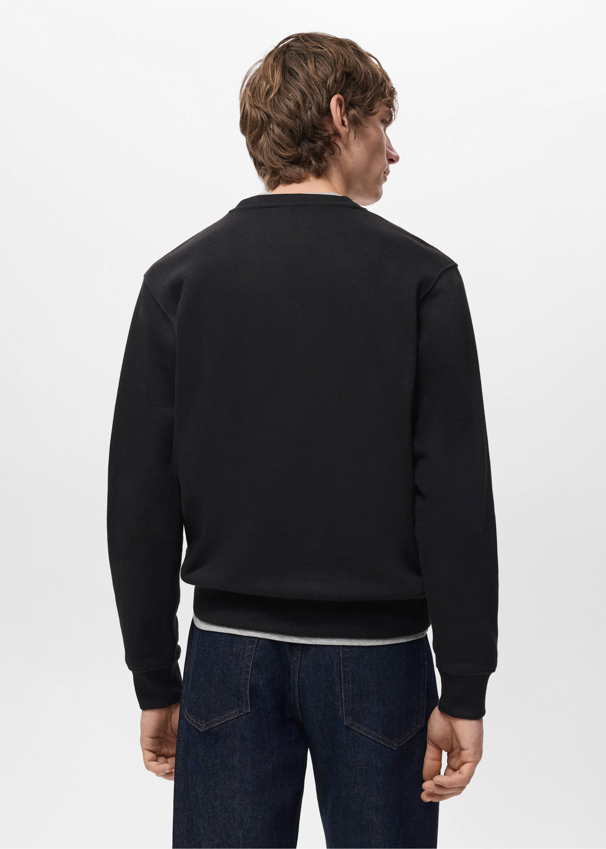 Cotton sweatshirt with soft-touch interior - Reverse of the article, Black. Ref: 27021266-00.