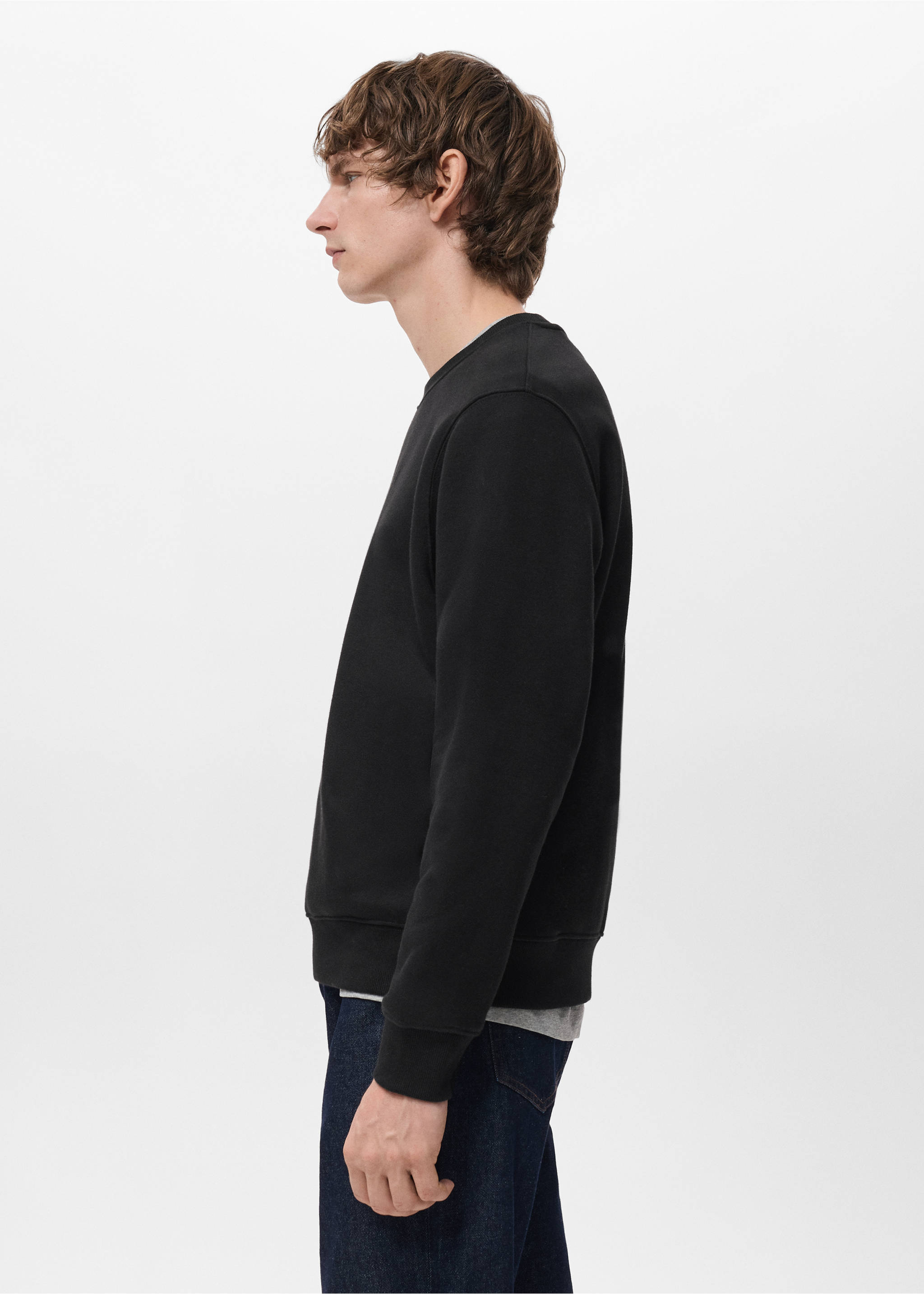 Cotton sweatshirt with soft-touch interior - Details of the article 2, Black. Ref: 27021266-00.
