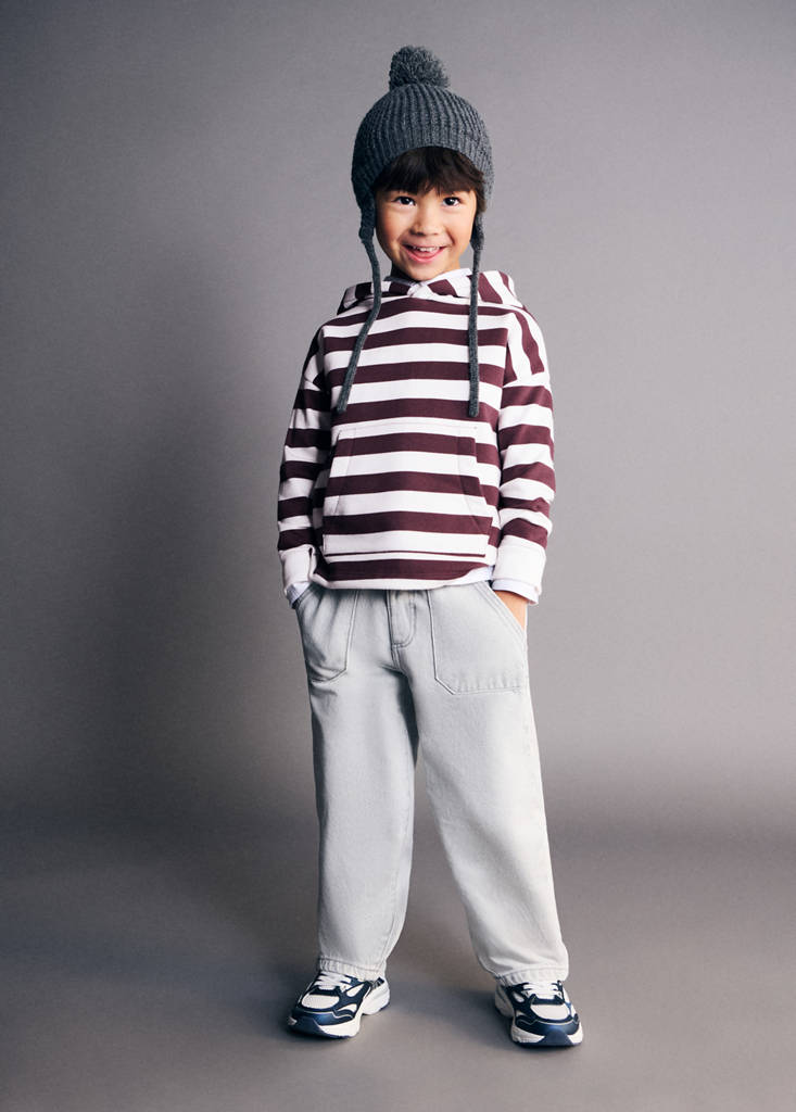 Striped hooded sweatshirt — Wine