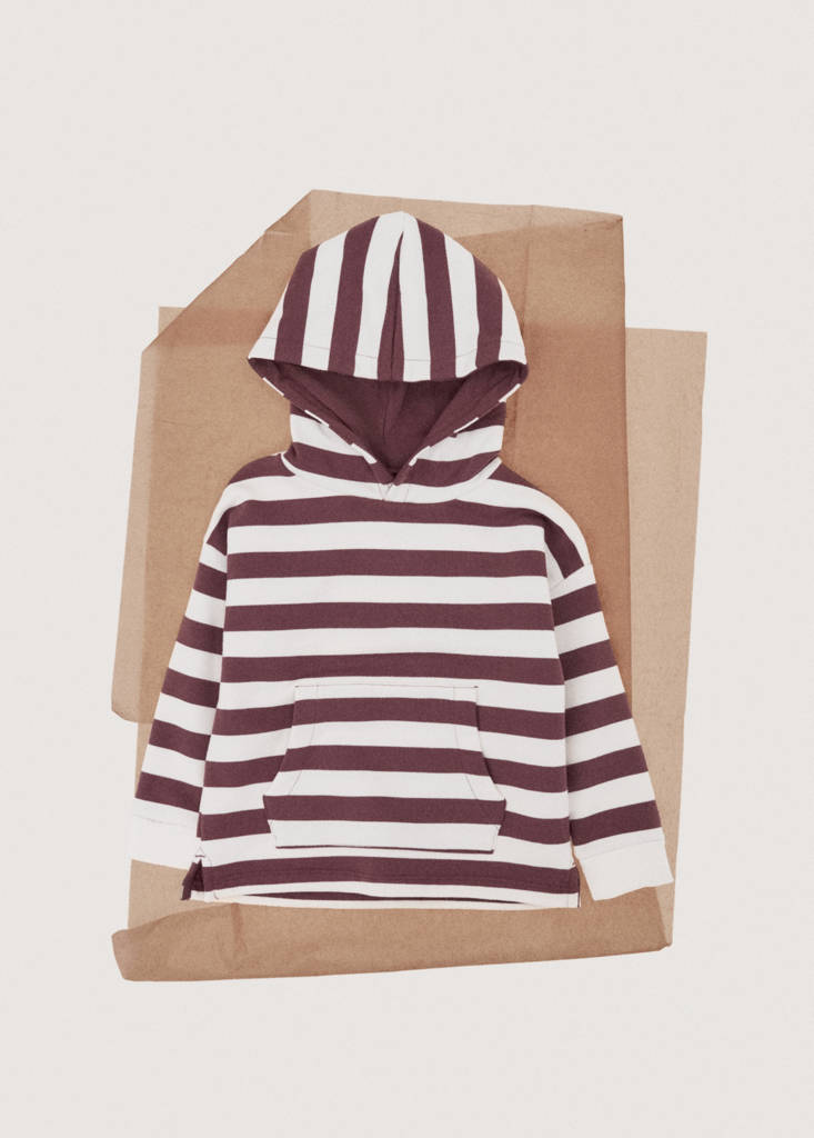 Striped hooded sweatshirt — Wine