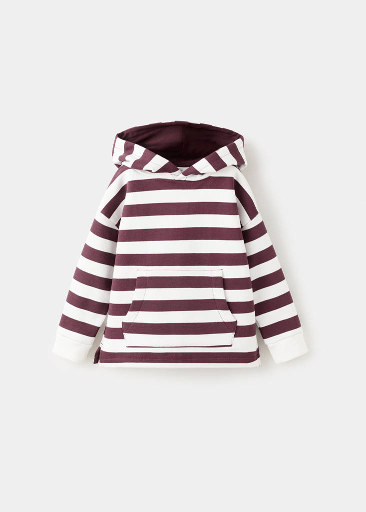 Striped hooded sweatshirt — Wine