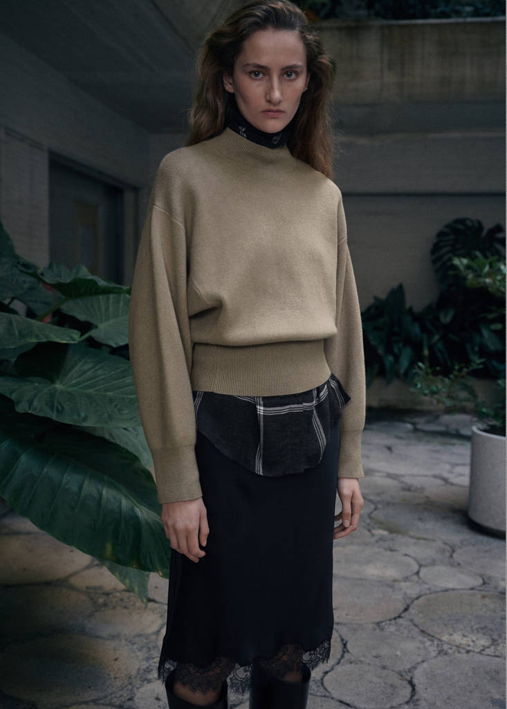 Oversized perkins-neck sweater — Light/Pastel Grey