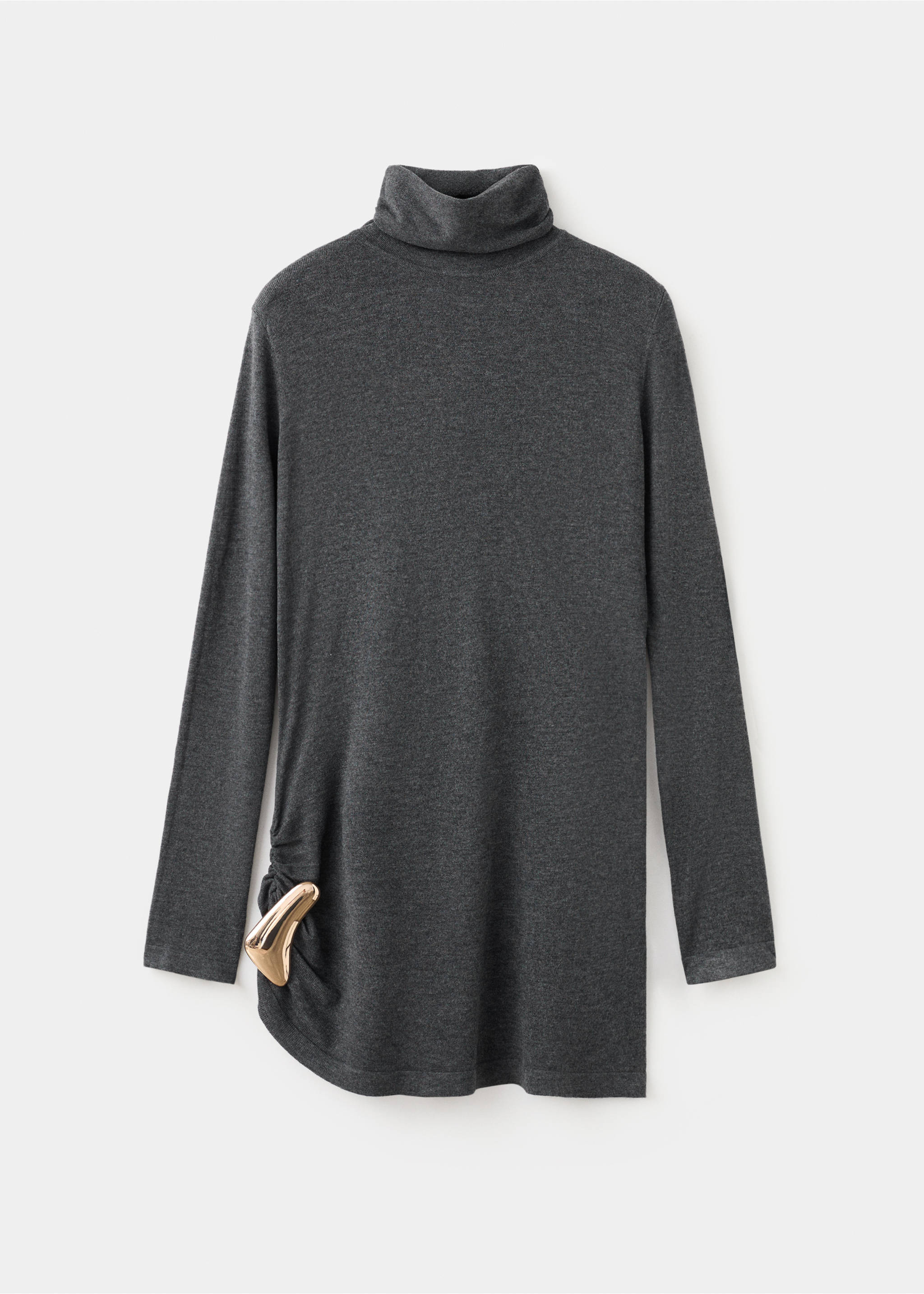 Turtleneck sweater with brooch - Article without model, Charcoal. Ref: 27021273-00.