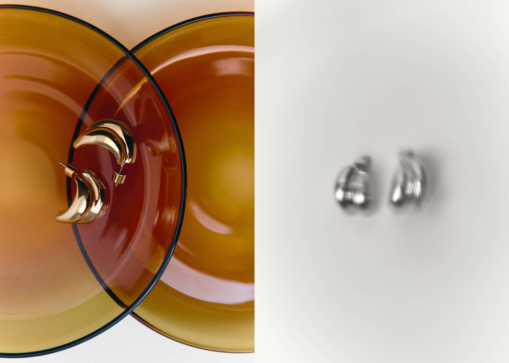 Embossed semi-hoop earrings - Panoramic plane