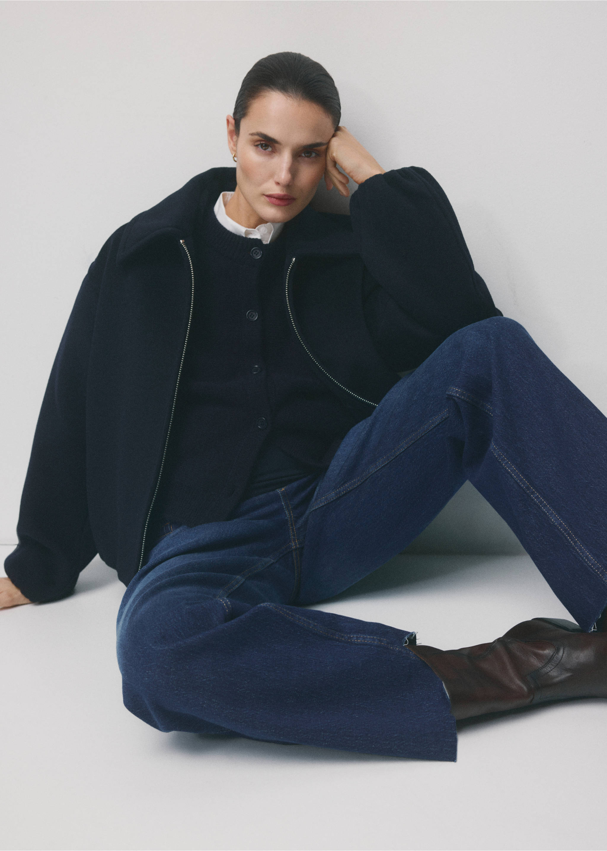 Wide leg maternity jeans - Details of the article 2, Dark Blue. Ref: 27021290-00.