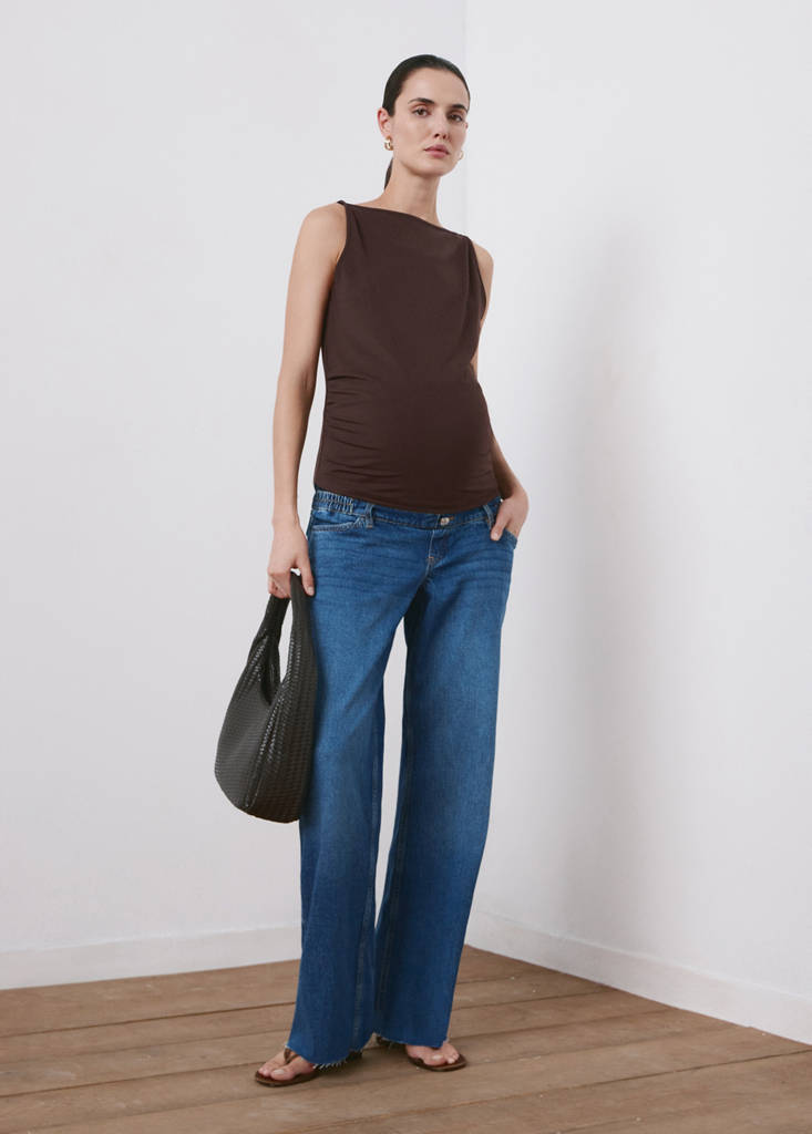 Wide leg maternity jeans — Medium Blue