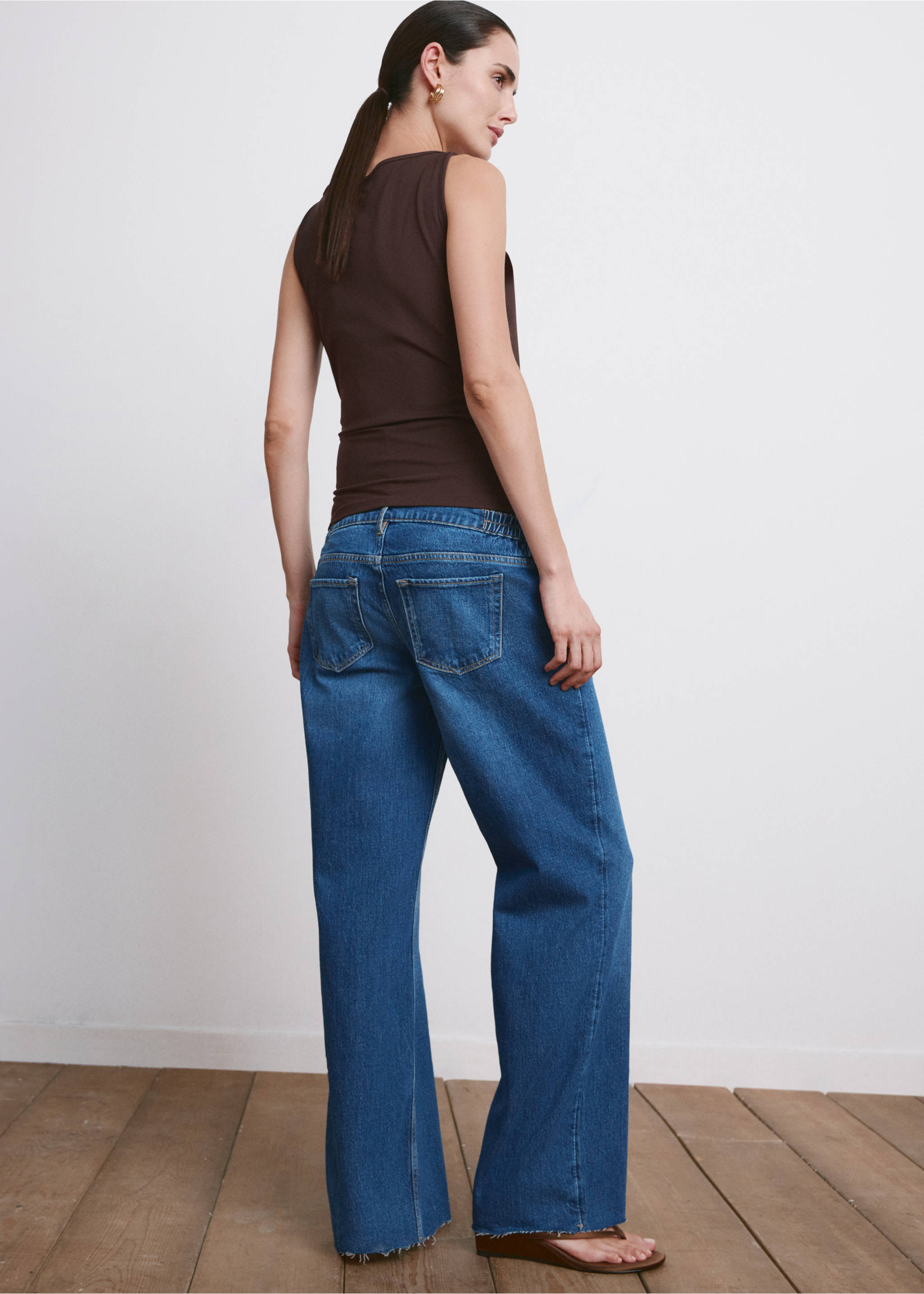 Wide leg maternity jeans - Reverse of the article, Medium Blue. Ref: 27021291-00.