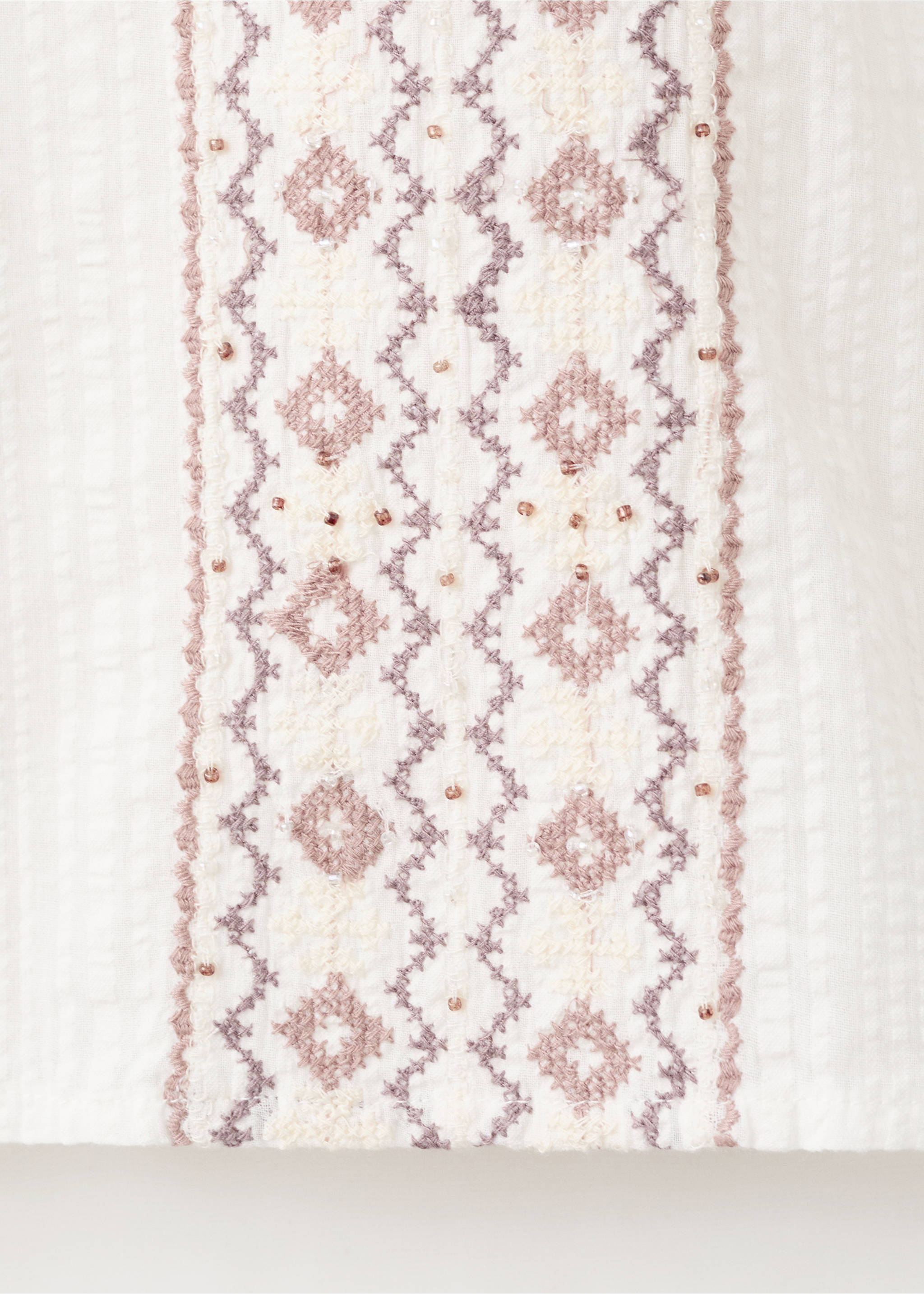 Блузка с вышивкой и бисером - Деталь изделия 0, Грязно-белый. Ref: 27021292-00.