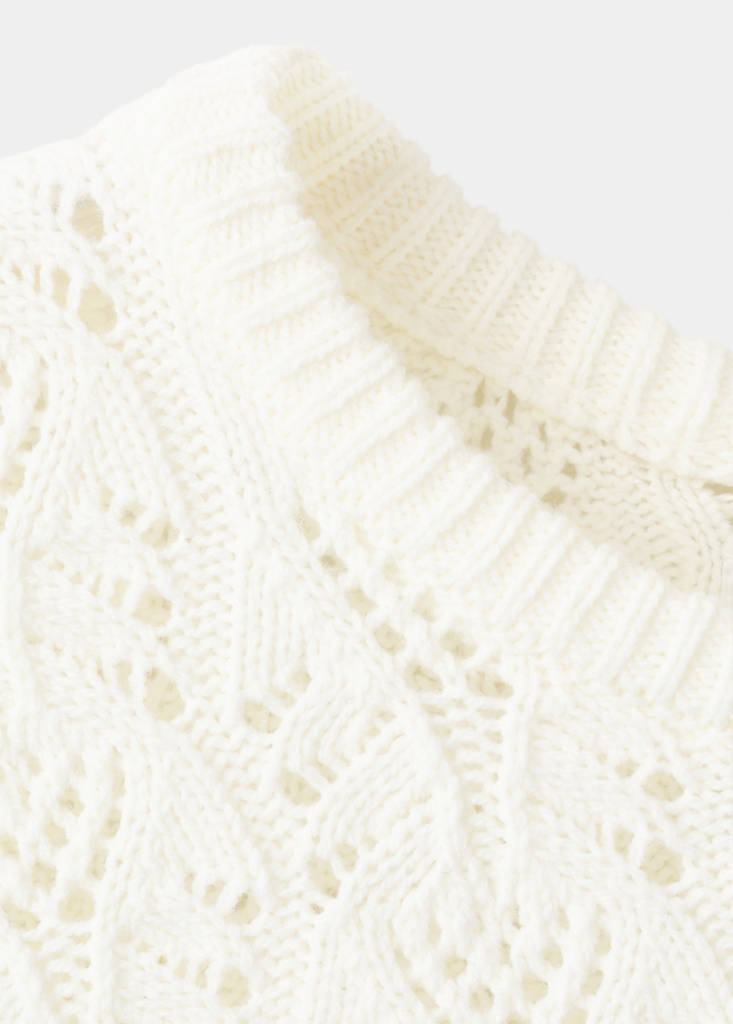 Pullover mit Lochstrickmuster — Cremeweiß